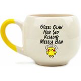 Mcreative Tasarım Güzel Olan Her Şey Kısadır, Mesela Ben! Krem Parlak Balon Kupa - Hediye Seramik Kupa