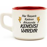 Mcreative Tasarım Her Başarılı Kadının Arkasında Kendisi Vardır Beyaz Venüs Kupa - Hediye Seramik Kupa