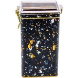 Mcreative Terrazzo Black Desenli Dikdörtgen Metal Saklama Kabı 8X10 cm (Terrazzo Black)