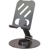 Mcreative Trend Yüksek Kaliteli Metal Stand Katlanabilir ve Ayarlanabilir 360 Derece Dönebilen Tablet Standı Telefon Tutucu Masa Üstü Gri Stant