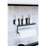 Mcreative Ultra Güçlü Yapışkanlı Siyah Metal Baharatlık Raflı Havluluk, Kağıt Havlu Tutucu MT94S