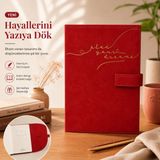 Mcreative Victoria's Journals A5 100 Yaprak Ivory Vegan Deri Geçmeli Kapaklı Tarihsiz Ajanda- Planlayıcı - Kırmızı