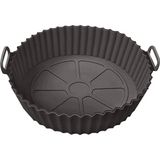 Mcreative Yeniden Kullanılabilir Xl Airfryer Silikon Pişirme Kabı 23 cm Bpa Içermez Airfryer Pişirme Kağıdı, Yapışmaz Kolay Temizlenir, Büyük Boy Silikon Pişirme Kalıbı (Siyah)