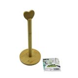 Mcreative YUVARLAK ALTLIK - ÇAP=12CM AHŞAP BAMBU KAĞIT HAVLULUK KALP BAŞLI SAP=28.5CM (4604)