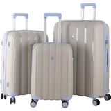 Mçs 3Lü Set Kırılmaz Silikon Seyahat Valizi Bavulu V305 Kemik/Bebe Mavisi