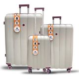 Mçs 3lü Set Kırılmaz Silikon Seyahat Valizi Bavulu V305 Kemik/mürdüm - Kemik - Mürdüm