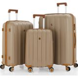 Mçs 3Lü Set Kırılmaz Silikon Seyahat Valizi Bavulu V305 Şampanya/Hardal