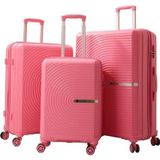 Mçs 3Lü Set Kırılmaz Silikon Seyahat Valizi Bavulu V374 Pembe