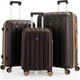 Mçs 3lü Set Kırılmaz Silikon Valiz Bavul V305 Acı Kahve/şampanya - Acı Kahve - Şampanya