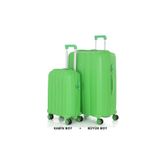 Mçs Bavul Büyük Ve Kabin 2Li Set Kırılmaz Silikon Valiz V305 Fıstıkyeşil