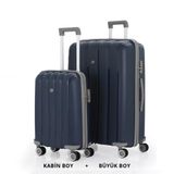 Mçs Bavul Büyük Ve Kabin 2Li Set Kırılmaz Silikon Valiz V305 Laci/Gri