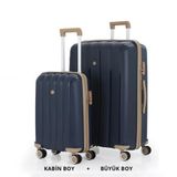 Mçs Bavul Büyük Ve Kabin 2Li Set Kırılmaz Silikon Valiz V305 Laci/Şampanya