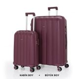Mçs Bavul Büyük Ve Kabin 2Li Set Kırılmaz Silikon Valiz V305 Mürdüm