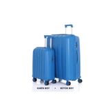 Mçs Bavul Büyük Ve Kabin 2Li Set Kırılmaz Silikon Valiz V305 Saksmavi
