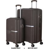Mçs Bavul Büyük ve Kabin 2li Set Kırılmaz Silikon Valiz V374 Acıkahve - Acı Kahverengi