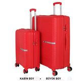 Mçs Bavul Büyük Ve Kabin 2Li Set Kırılmaz Silikon Valiz V374 Kırmızı