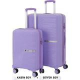 Mçs Bavul Büyük Ve Kabin 2Li Set Kırılmaz Silikon Valiz V374 Lila