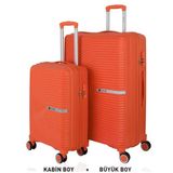 Mçs Bavul Büyük ve Kabin 2li Set Kırılmaz Silikon Valiz V374 Portakal