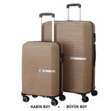 Mçs Bavul Büyük Ve Kabin 2Li Set Kırılmaz Silikon Valiz V374 Şamp/Acı Kahve