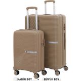 Mçs Bavul Büyük Ve Kabin 2Li Set Kırılmaz Silikon Valiz V374 Şampanya