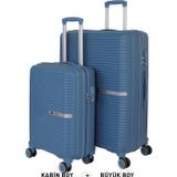 Mçs Bavul Büyük Ve Kabin 2Li Set Kırılmaz Silikon Valiz V374 Sky Blue