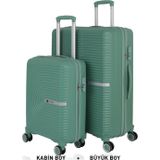 Mçs Bavul Büyük Ve Kabin 2Li Set Kırılmaz Silikon Valiz V374 Su Yeşili