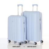 Mçs Bavul Büyük Ve Orta 2Li Set Kırılmaz Silikon Valiz V305 Bebemavi