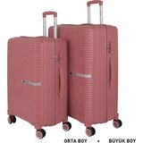 Mçs Bavul Büyük Ve Orta 2Li Set Kırılmaz Silikon Valiz V374 Koyupudra
