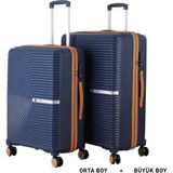 Mçs Bavul Büyük ve Orta 2li Set Kırılmaz Silikon Valiz V374 Laci/hardal - Lacivert - Hardal