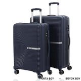 Mçs Bavul Büyük Ve Orta 2Li Set Kırılmaz Silikon Valiz V374 Lacivert