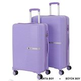 Mçs Bavul Büyük Ve Orta 2Li Set Kırılmaz Silikon Valiz V374 Lila