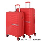 Mçs Bavul Büyük Ve Orta 2Li Set Kırılmaz Silikon Valiz V374 Mercan