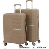 Mçs Bavul Büyük Ve Orta 2Li Set Kırılmaz Silikon Valiz V374 Şampanya