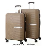 Mçs Bavul Büyük Ve Orta 2Li Set Kırılmaz Silikon Valiz V374 Şampanya/Acıkahve