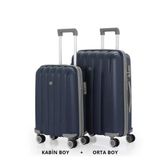 Mçs Bavul Orta Ve Kabin 2Li Set Kırılmaz Silikon Valiz V305 Laci/Gri