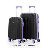 Mçs Bavul Orta Ve Kabin 2Li Set Kırılmaz Silikon Valiz V305 Siyah/Lila