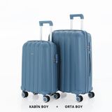 Mçs Bavul Orta Ve Kabin 2Li Set Kırılmaz Silikon Valiz V305 Skyblue