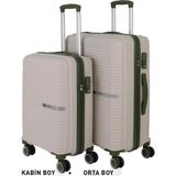 Mçs Bavul Orta ve Kabin 2li Set Kırılmaz Silikon Valiz V374 Kemik/haki - Gri-Haki