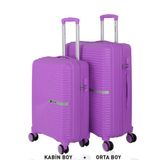 Mçs Bavul Orta ve Kabin 2li Set Kırılmaz Silikon Valiz V374 Mor