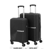 MÇS Bavul Orta ve Kabin 2li Set Kırılmaz Silikon Valiz V374 Siyah