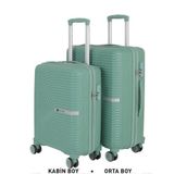 Mçs Bavul Orta ve Kabin 2li Set Kırılmaz Silikon Valiz V374 Su Yeşili