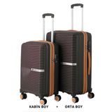 MÇS Bavul Orta ve Kabin 2li Set Silikon Valiz V374 Kahve/Şamp