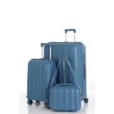MÇS Polipropilen 3'lü Valiz Seti Büyük & Kabin & Makyaj Sky Blue, V305, Sky Blue, Üniseks Yetişkin