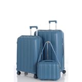 MÇS Polipropilen 3'lü Valiz Seti Büyük & Orta & Makyaj Sky Blue, V305, Sky Blue, Üniseks Yetişkin