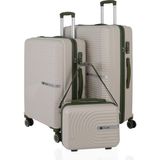 Mçs Polipropilen 3'lü Valiz Seti Büyük & Orta & Makyaj V374 - Kemik - Acı Kahverengi