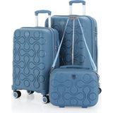 Mçs Polipropilen 3'lü Valiz Seti Orta & Kabin & Makyaj V376 - Sky Blue