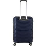 Mçs Ultra Hafif Logolu Extra Körüklü Polipropilen 360 C° Döner 4 Çiftli Tekerli Teleskopik Saplı Valiz - Lacivert - Gri - BÜYÜK BOY