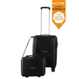 MÇS V379 Aura PP Valiz 55 cm + Makyaj Çantası Set, Siyah