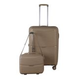 MÇS V379 Aura PP Valiz 75 cm + Makyaj Çantası Set, Şampanya