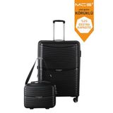 MÇS V379 Aura PP Valiz 75 cm + Makyaj Çantası Set, Siyah